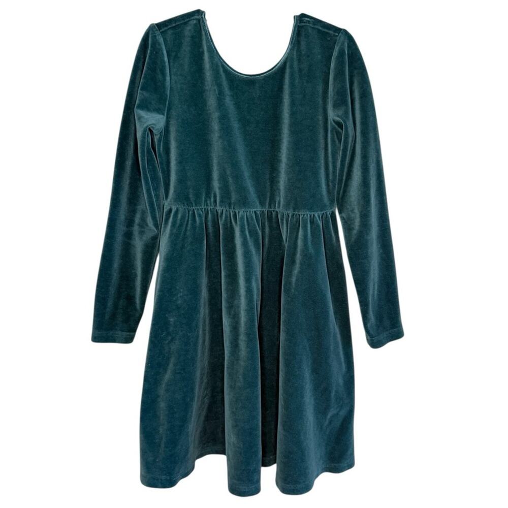 Hanna Andersson Girls Sz 130 / US 8 Green Velvet Long Sleeve Dress